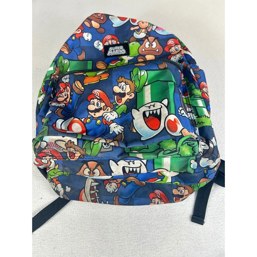 Super Mario Backpack Kids OS Blue Character Print Nintendo Gamer Bag